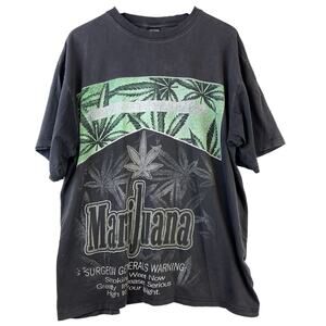 Vintage 1990’s Mens 2XL Legalize Marijuana Print Graphic Tee Shirt Faded Black